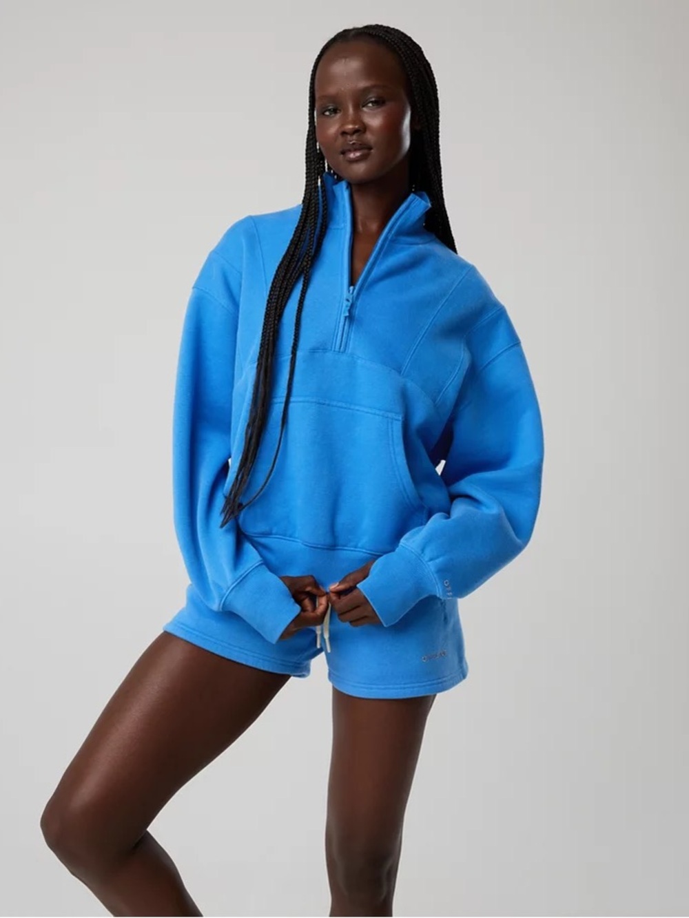 OFFLINE By Aerie Cloud Fleece 1/4 Zip Sweatshirt and Shorts Set, S/M